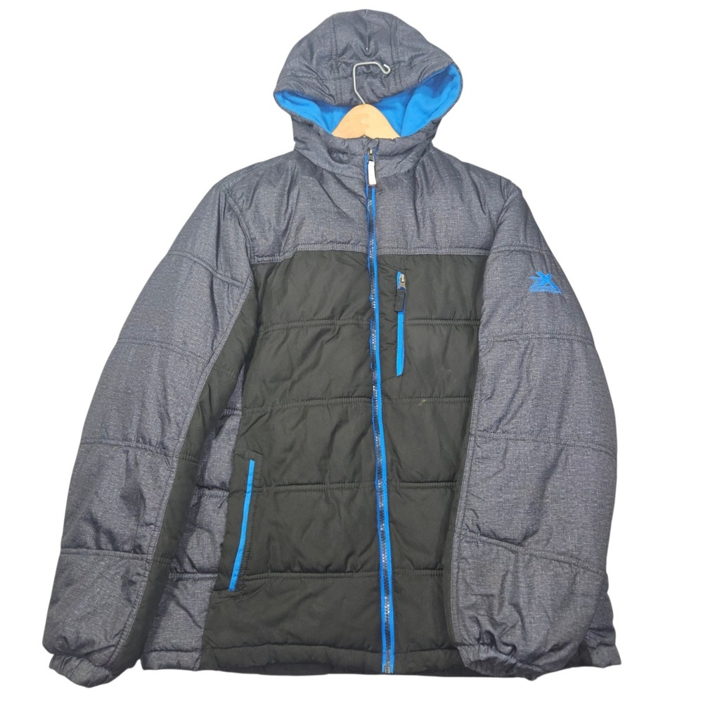ZeroXposur Hooded Puffer Jacket Colorblock Blue Black Youth Sz XL 18/20